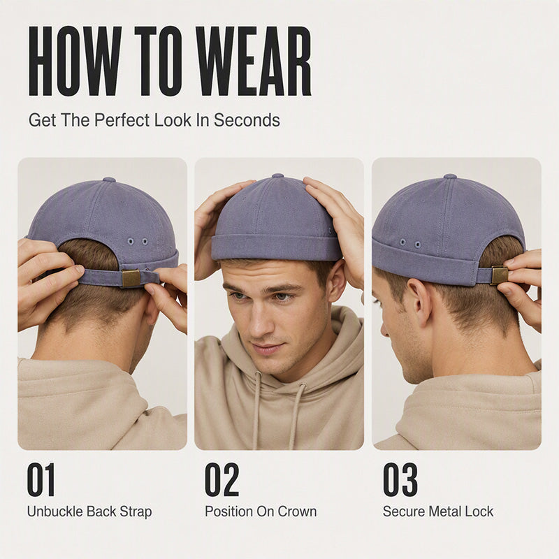 Unisex justerbar dockerhatt uten brem