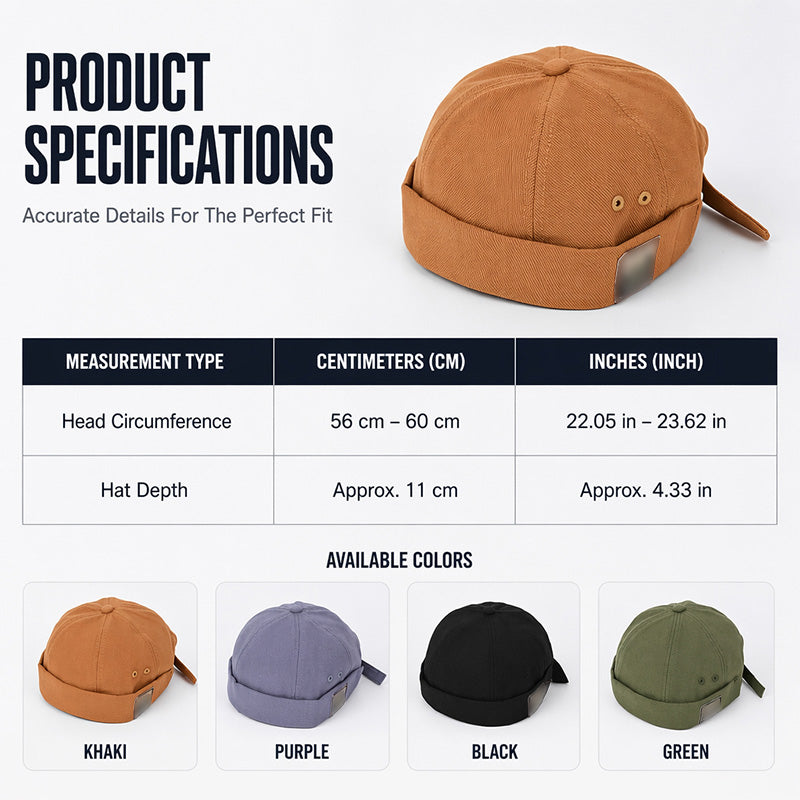 Unisex justerbar dockerhatt uten brem