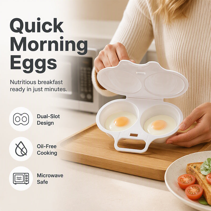 🍳Kjøp 1 få 1 gratis✨Eggkoker med dobbel åpning i mikrobølgeovnen
