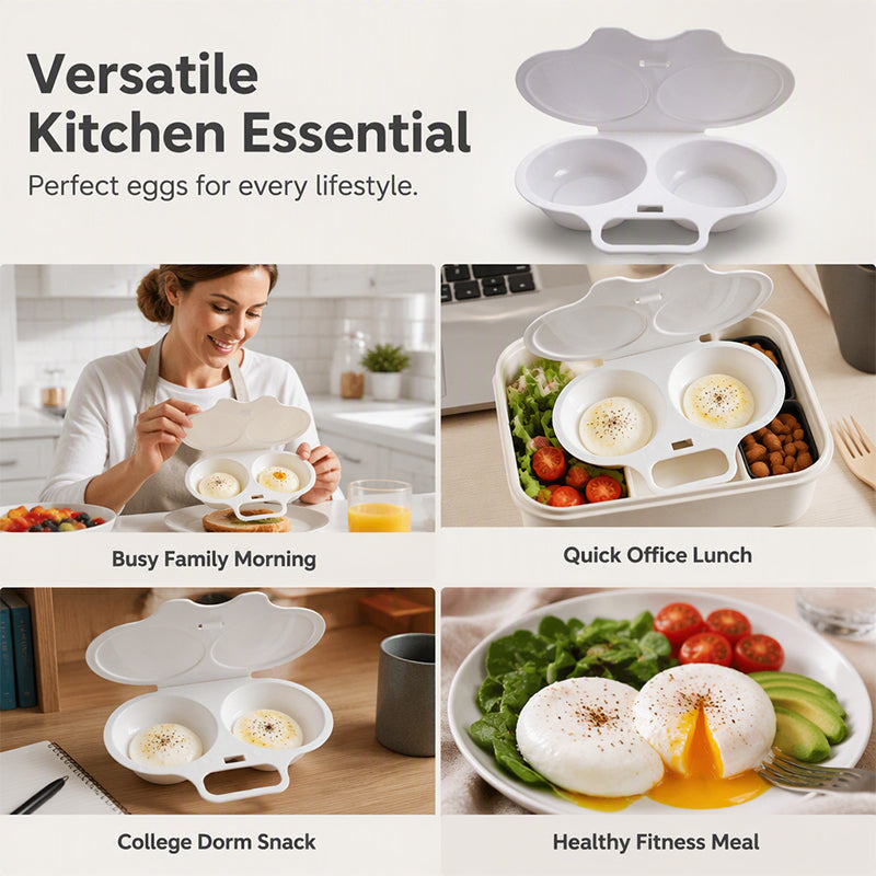 🍳Kjøp 1 få 1 gratis✨Eggkoker med dobbel åpning i mikrobølgeovnen