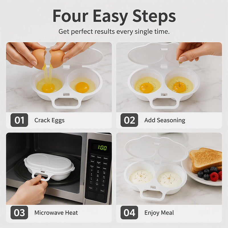 🍳Kjøp 1 få 1 gratis✨Eggkoker med dobbel åpning i mikrobølgeovnen