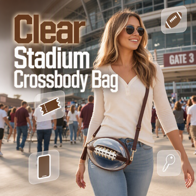 🏈 Gjennomsiktig fotballformet crossbody-veske – Kampdagsstil møter hverdagslig bekvemmelighet ✨