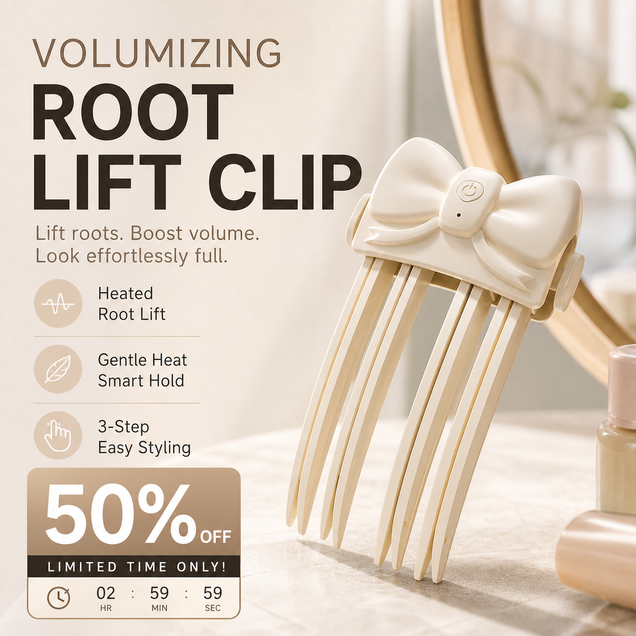 📢📢50 % RABATT!! ⏰Trådløs, oppvarmet, volumgivende rotløfteklips – Salong Crown Volum Stylingverktøy for fint, flatt hår